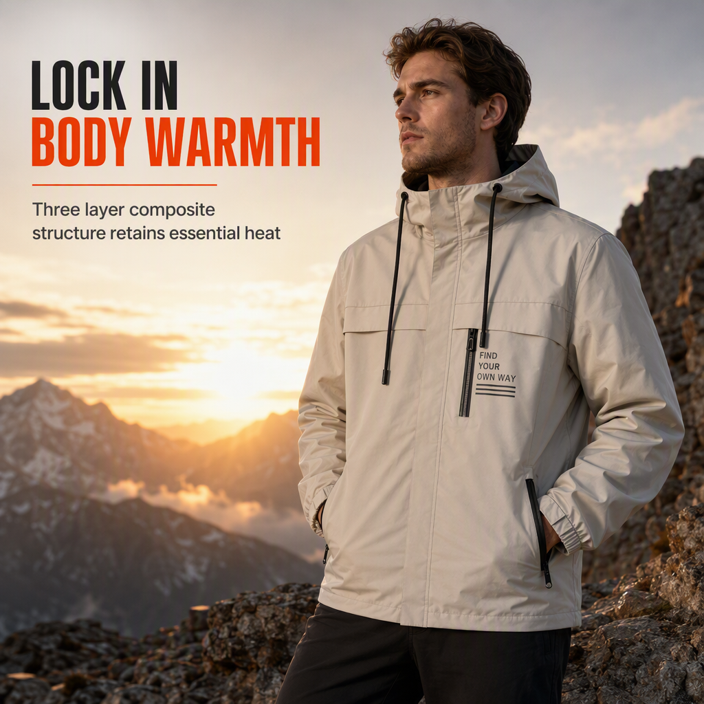 🍁🧥 Men's Outdoor Windbreaker with Detachable Hood
