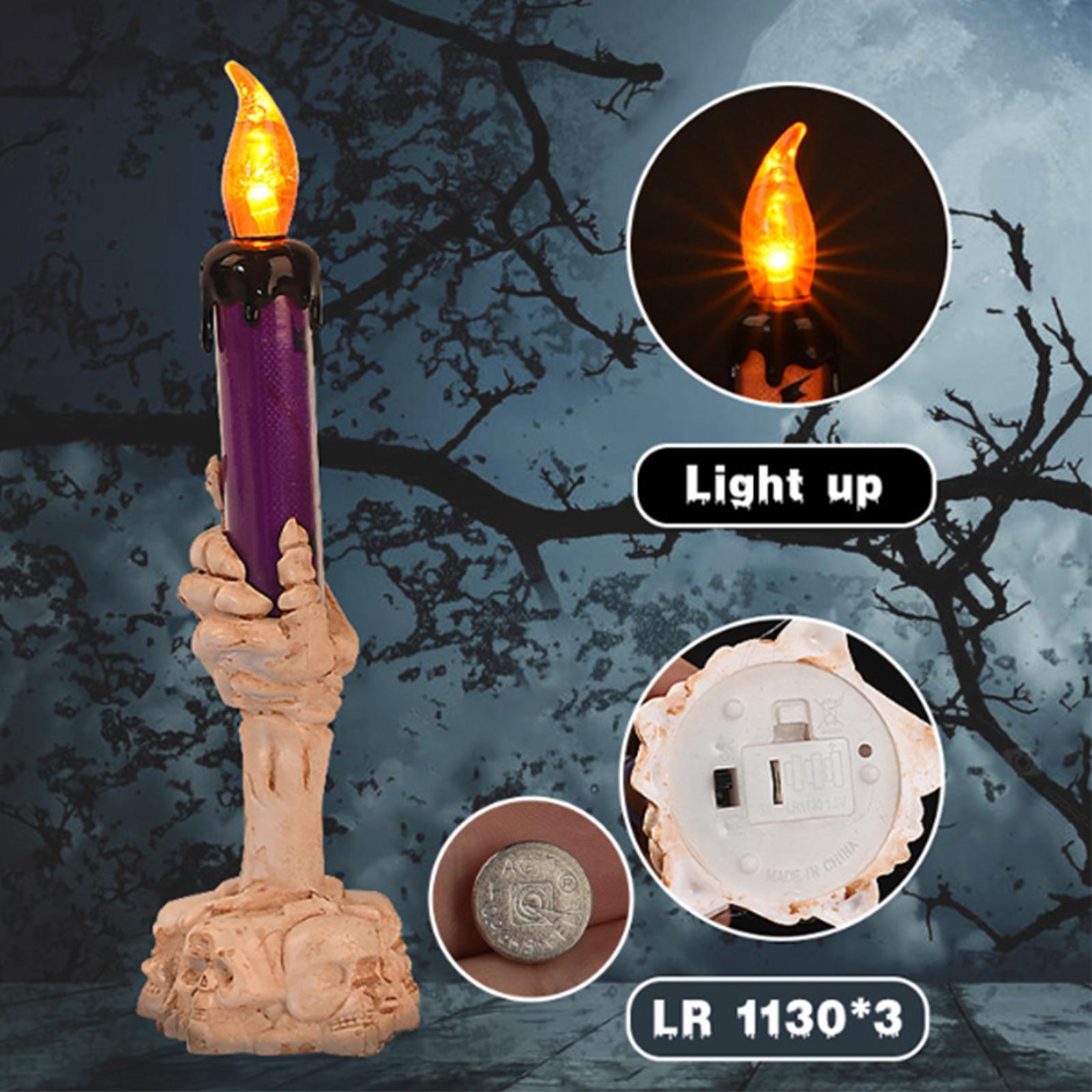 Halloween Vivid Resin Skeleton Hand Finger Candle Holders (Battery-Included), 2026 Halloween Delicate Bar Home Party Desktop Tea Light Holders Decor