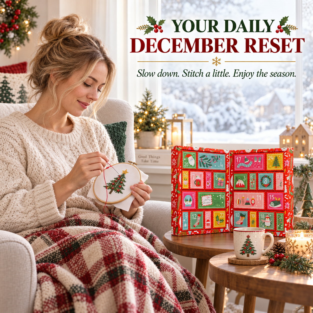 50% OFF | 🧵 24-Day Cross Stitch Advent Calendar – Daily Stitching Kit Countdown 🎄