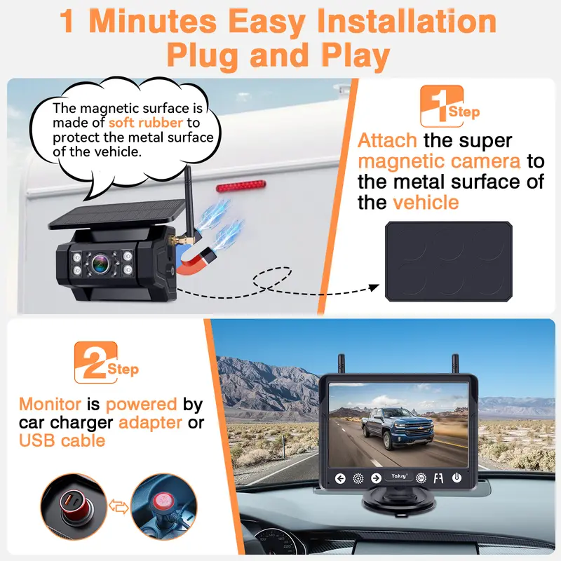 Solar Wireless Truck Backup Camera