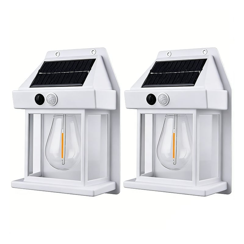 Retro Solar Tungsten Filament Wall Light, Waterproof Outdoor Wall Sconce