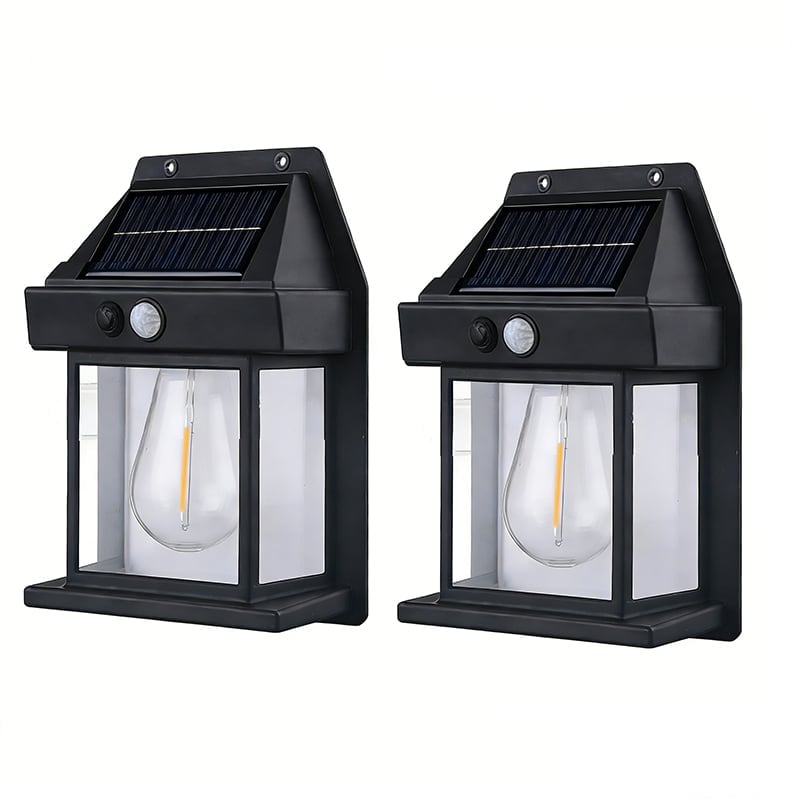 Retro Solar Tungsten Filament Wall Light, Waterproof Outdoor Wall Sconce