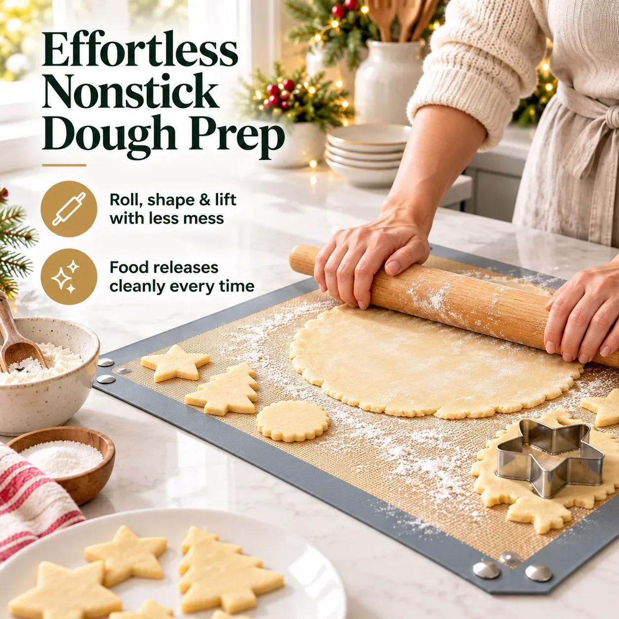 Snap-Lock Silicone Baking Mat -2in-1 Nonstick Oven Liner & RaisedEdge Roasting Mat