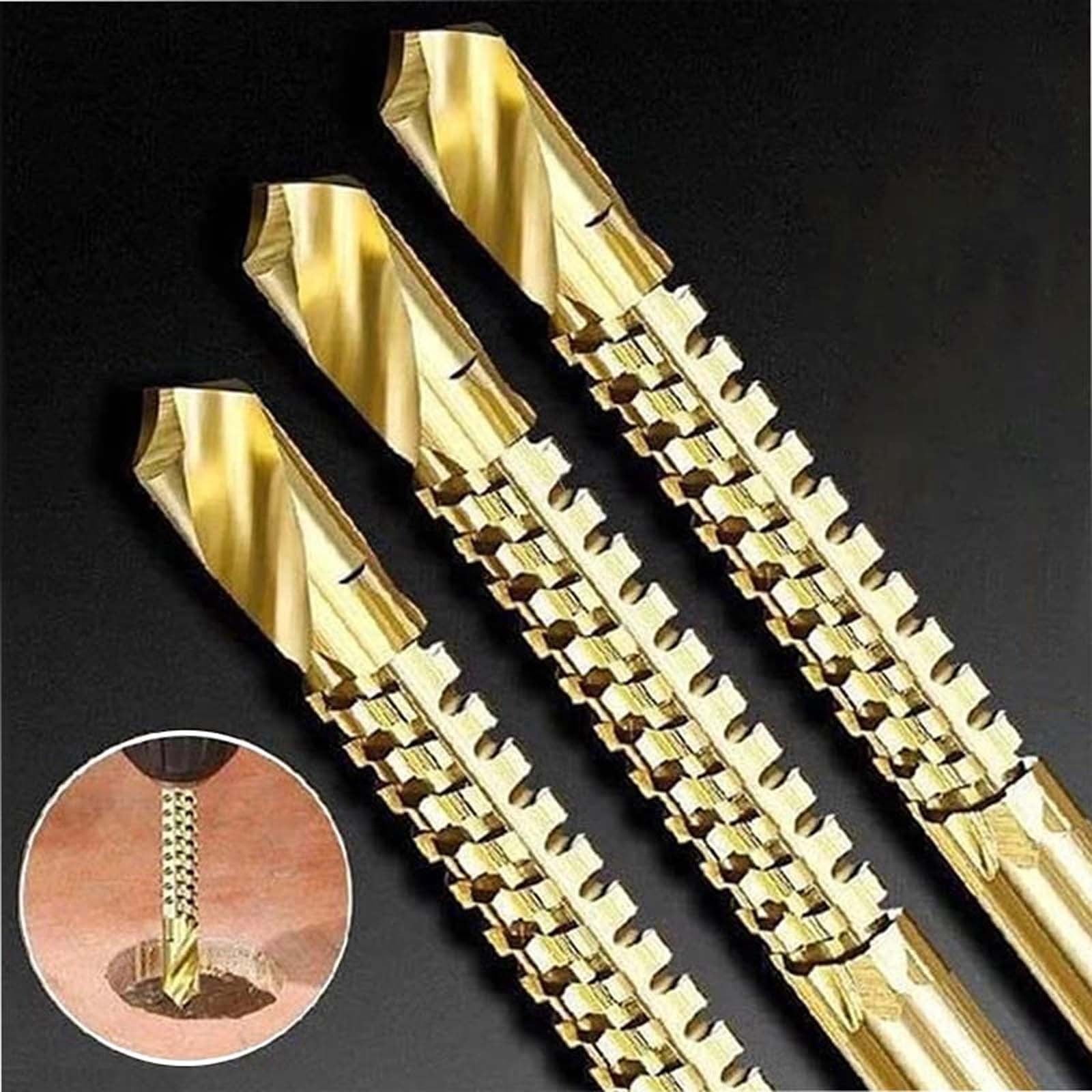 Drill Bit Set, Twist Drill Bits, Power Tool Accessories, 6Pcs Titanium Coated Carbon Steel Drill Bit Kit, 135° Split Point Straight Shank Anti-Walk Drilling Tools, Fully Ground Heat Resistant Bits