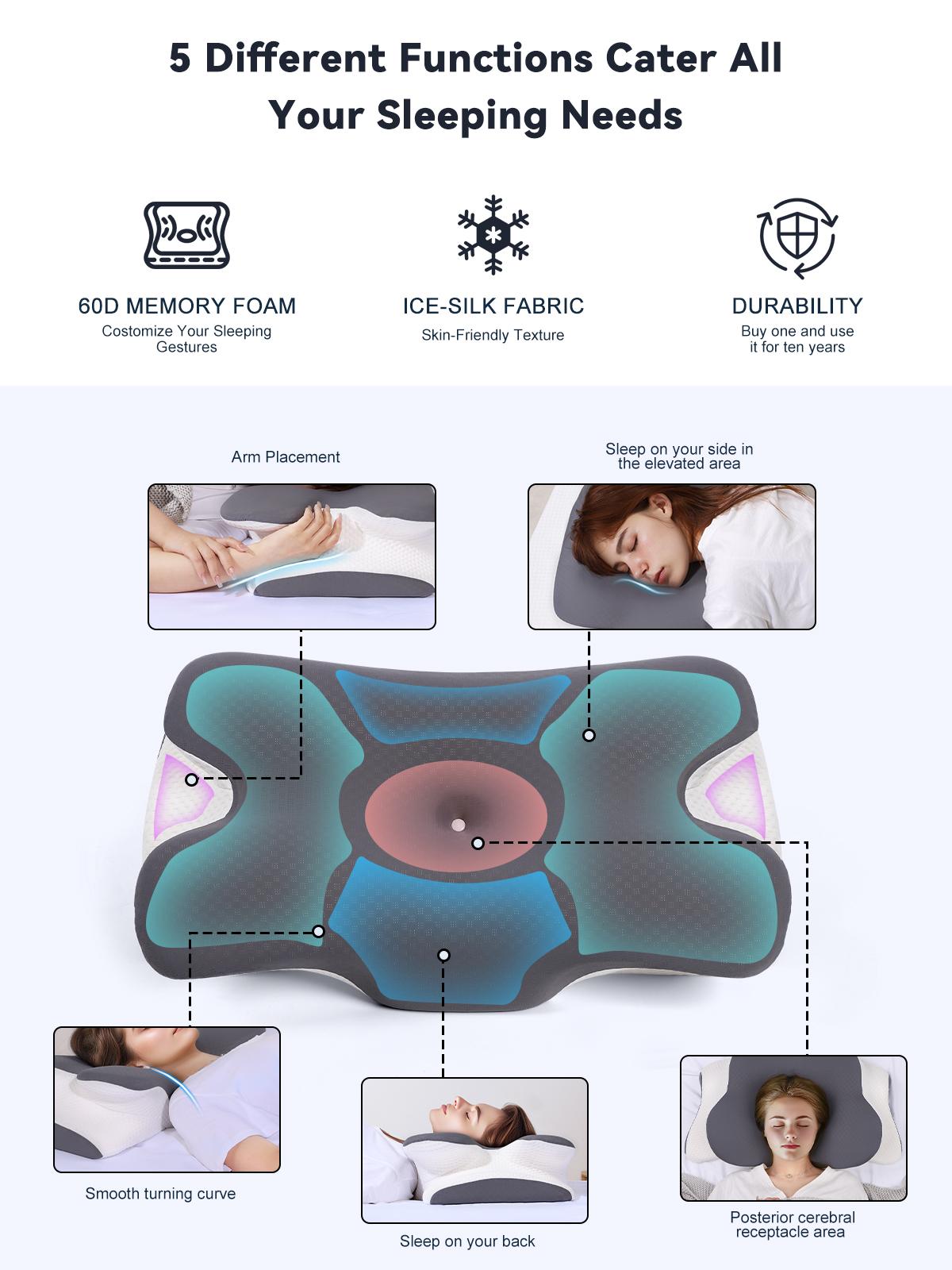 VIPfree Cooling Memory Neck Pillow, Adjustable Ergonomic Memory Foam Neck Pillows, Cervical Support, Breathable & Removable Pillowcase, Mother's Gift summerwins VIPfree Cooling Memory Neck Pillow, Adjustable Ergonomic Memory Foam Neck Pillows, Cervical Support, Breathable & Removable Pillowcase, Mother's Gift summerwins