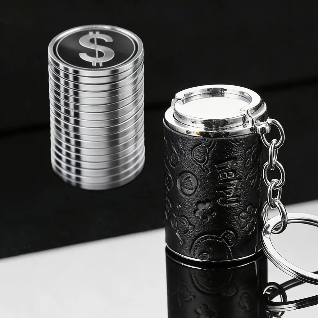 Mini Coin Bank 2-in-1 Fidget Stress Relief & Portable Coin Storage Loose Change Holder Secure Snap Closure Keychain Perfect for Daily Carry Satisfying Coin Drop Feel Piggy Bank