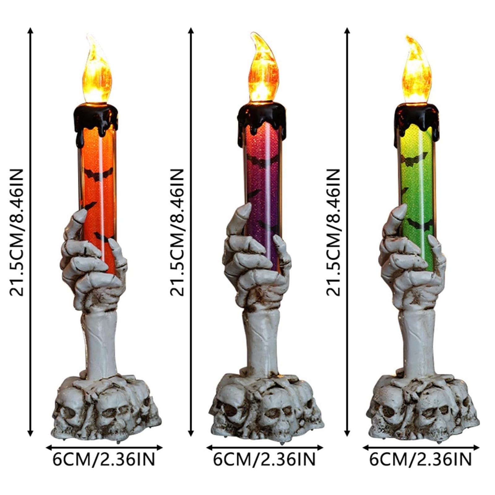 Halloween Vivid Resin Skeleton Hand Finger Candle Holders (Battery-Included), 2026 Halloween Delicate Bar Home Party Desktop Tea Light Holders Decor