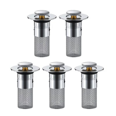 Bathroom Sink Drain Strainer Pop Up Sink Hair Catcher 3.15 Inch Removable Stainless Steel Filter Basket Sink Stopper Replacement Anti Clog Drain Filter Wash Basin Debris Capture Tool for Bathroom