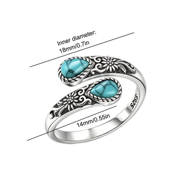 Women's Sterling Silver Moonstone Flower Ring, Adjustable Vintage Spoon Ring Jewelry, Gifts for Mom, Wife, Sister, Her