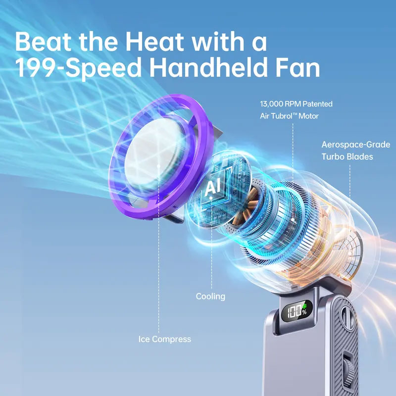 Portable Handheld High Speed Fan - 199 Speeds
