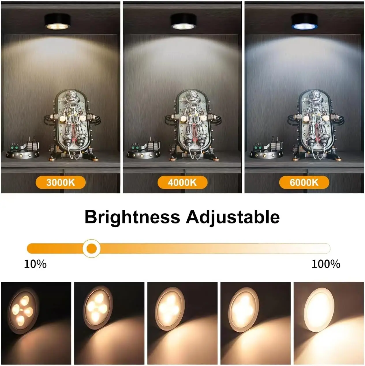 Magnetic Wireless Rechargeable Picture Lights 3-Pack