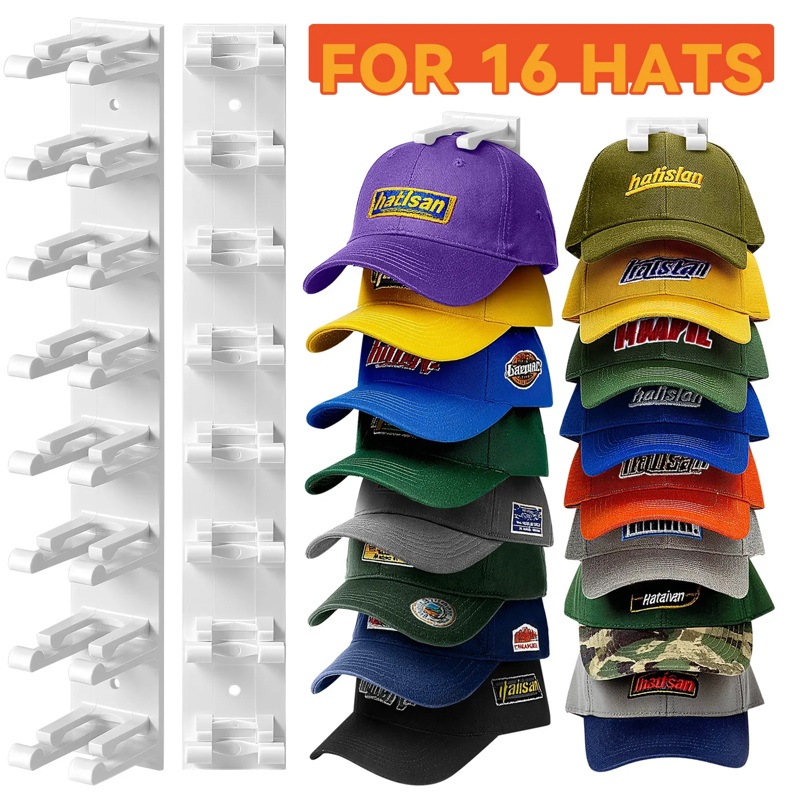 Hat Hook Organizer for Wall - 2 Pack, Holds 20 Hats