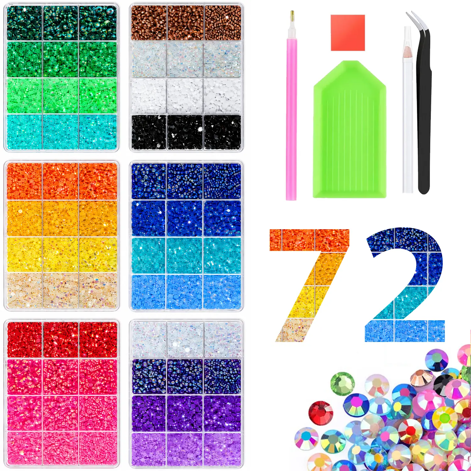42 Colors 42000pcs Jelly Rhinestones Kit for Nail Art & DIY Craft