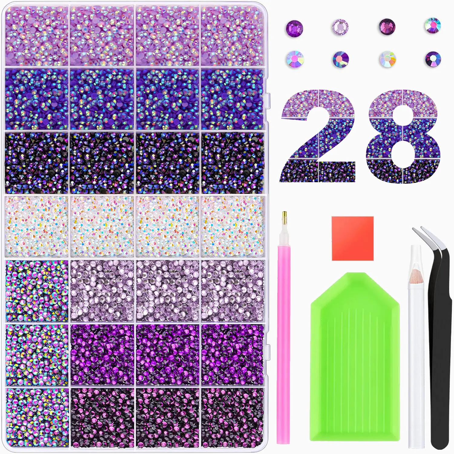 42 Colors 42000pcs Jelly Rhinestones Kit for Nail Art & DIY Craft