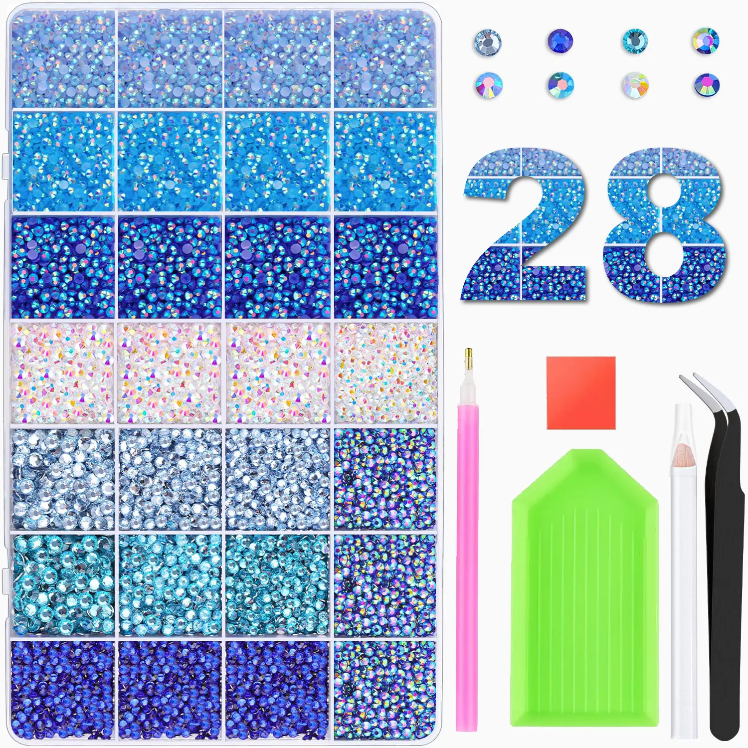 42 Colors 42000pcs Jelly Rhinestones Kit for Nail Art & DIY Craft