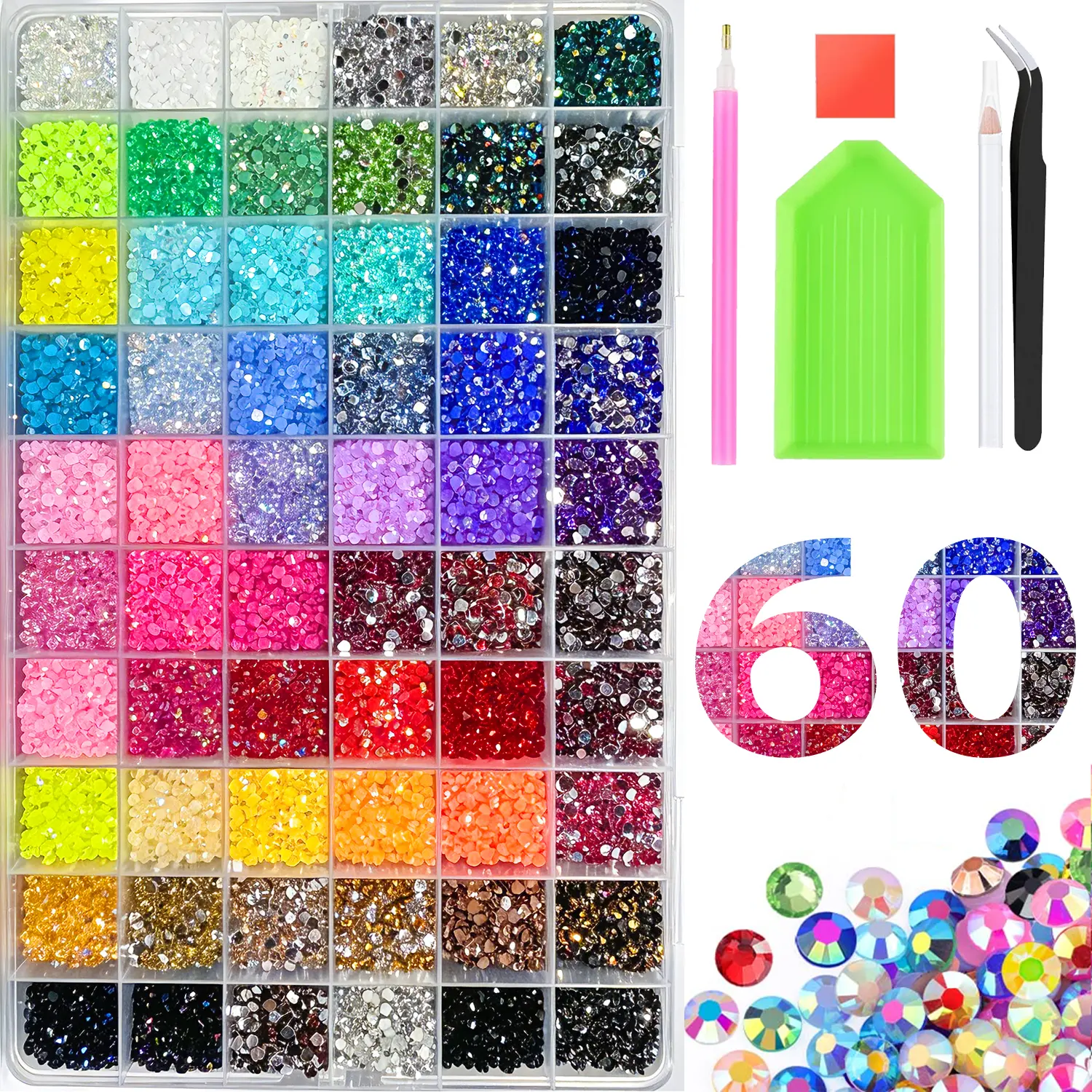 42 Colors 42000pcs Jelly Rhinestones Kit for Nail Art & DIY Craft