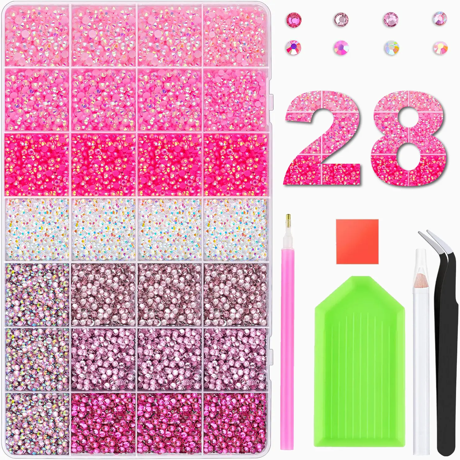 42 Colors 42000pcs Jelly Rhinestones Kit for Nail Art & DIY Craft