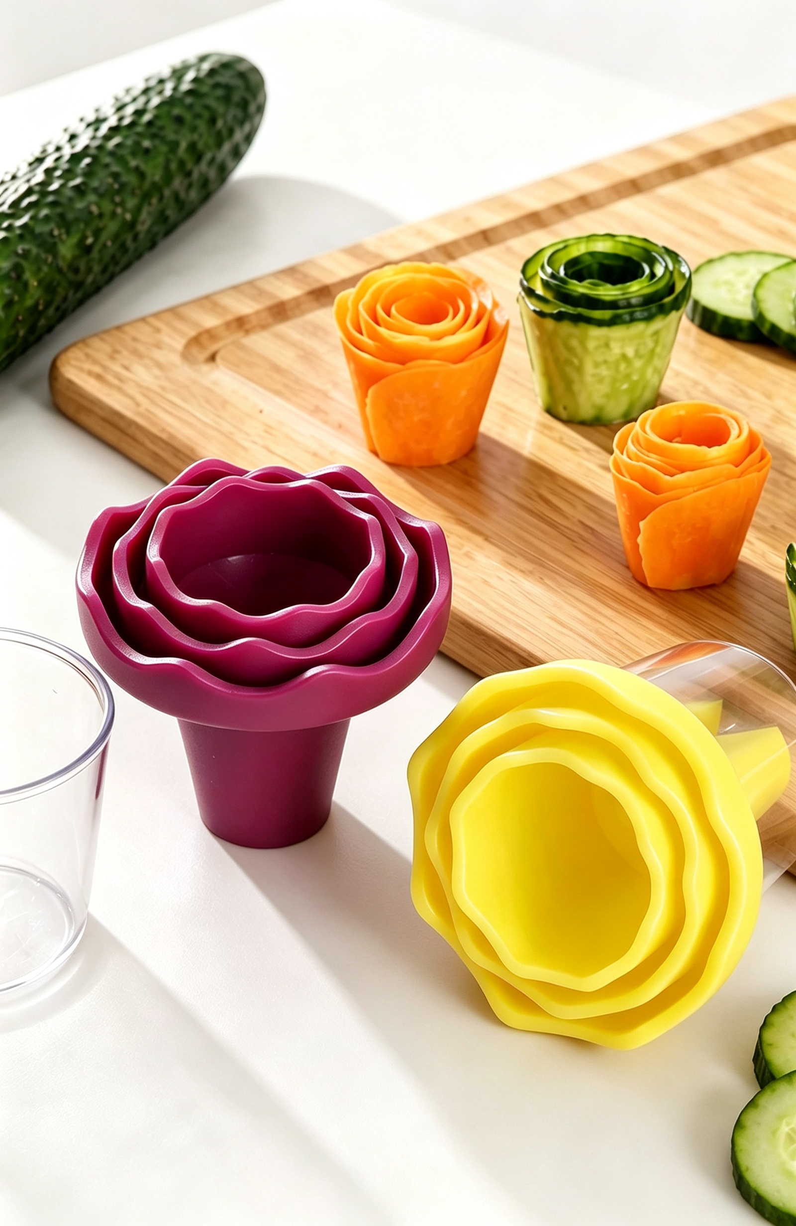 Rose‑Shaped Vegetable Curler, DIY Garnish Slicer for Cucumber Carrot Food Plating