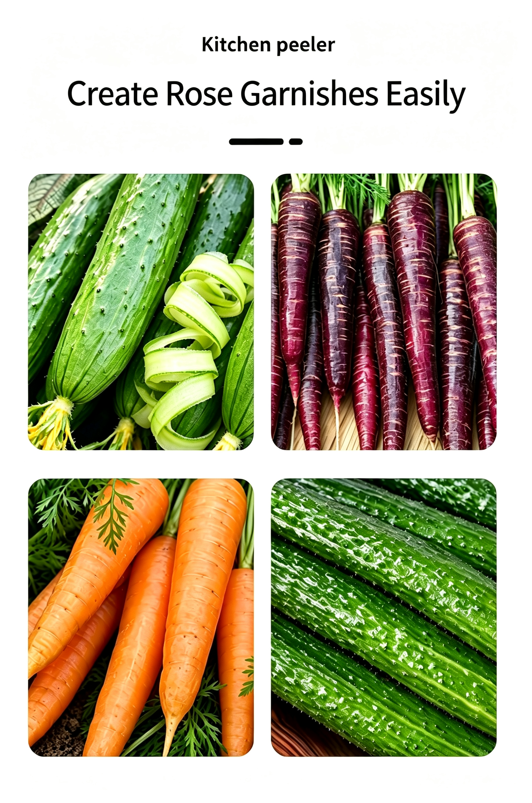 Rose‑Shaped Vegetable Curler, DIY Garnish Slicer for Cucumber Carrot Food Plating