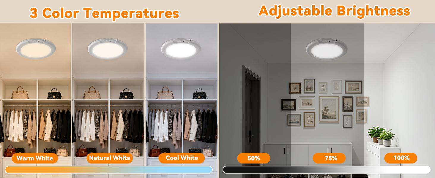 Rechargeable Ceiling Light 2-Pack, 3 Color Modes, Motion Sensor with Remote, Wireless Battery-Operated Magnetic LED Lights for Shower, Closet, Pantry, Shed, Hallway, Porch, Garage summergarden,campingessentials,outdoorfurnitureset,campinggear