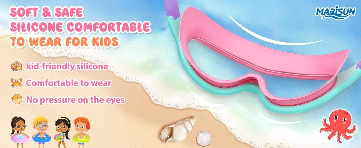 MARISUN 2 Pack Kids Swim Goggles for 3-15+ UV Protection Anti-Fog High Definition Waterproof Adjustable Goggles for Boys and Girls - Safety anti-uv swimming goggles swim glass anti-fog with Earplugs & Nose Clip,for Lake,Beach, Summer Party
