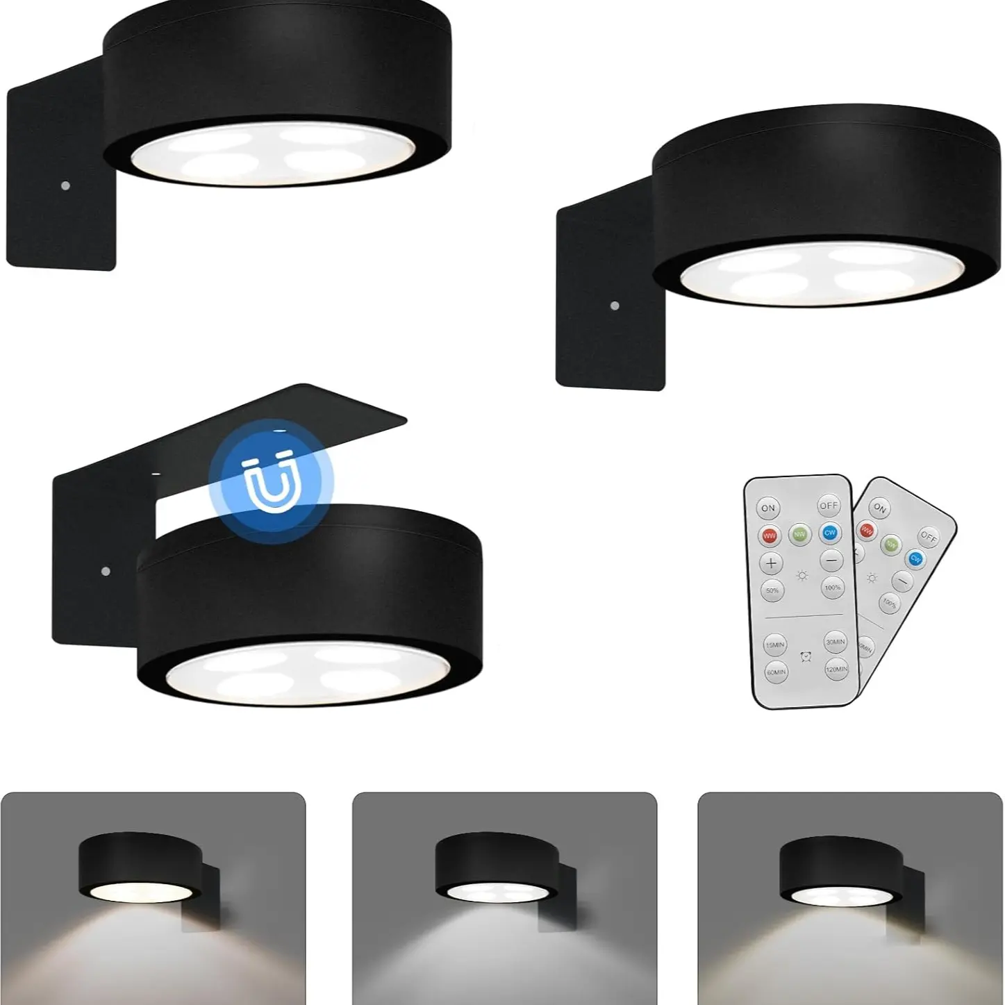 Magnetic Wireless Rechargeable Picture Lights 3-Pack