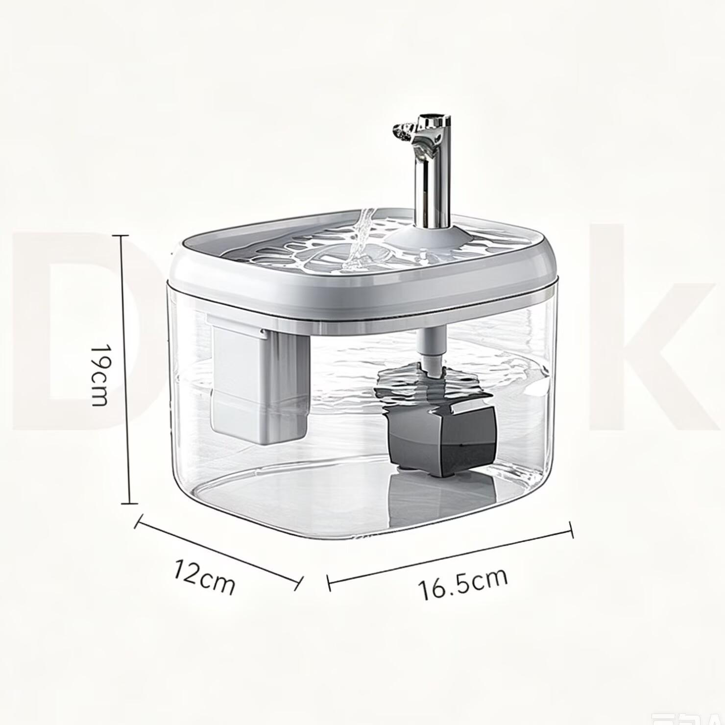 1.5L USB Cat Water Fountain, Automatic Pet Drinking Dispenser with Filter, Transparent Gray Circulating Fresh Water Bowl for Cats & Small Dogs