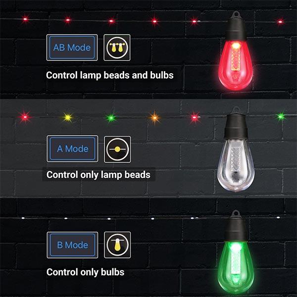 FLACCHI Smart Outdoor S14 String Lights - 46ft Waterproof Shatterproof Bluetooth APP Remote Control Dimmable RGB & Warm White Decorative Lights, Patio Decor Party Mood Halloween Home Improvement Gadgets, Party Lights, Mood Lighting