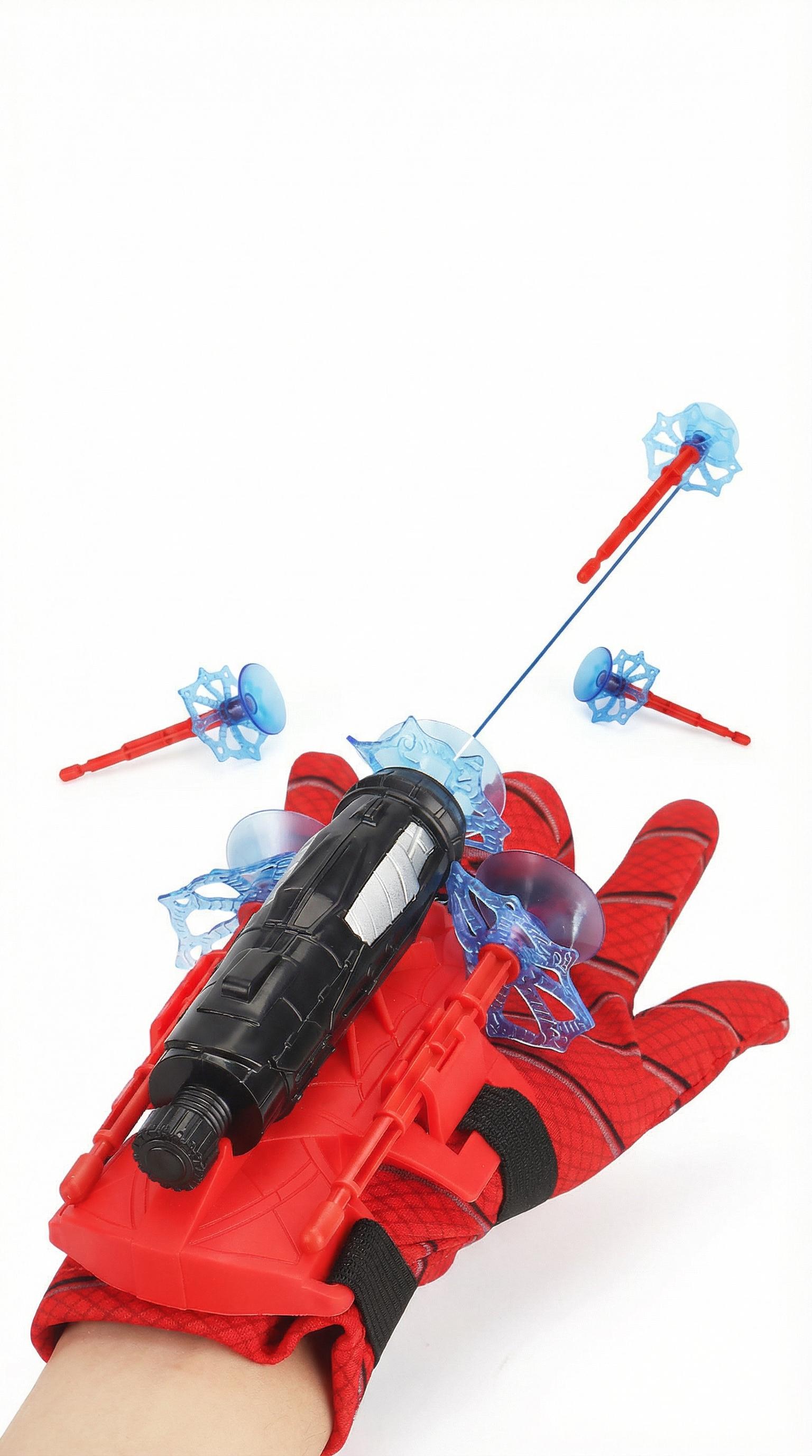 AOTAROW Heroic Spider Silk Superhero Wrist Launcher String Shooter Blasters Toy Set - Polyester Wearable Glove, Suction Cup Darts, Bundle of String, Complete Hero Gear, Unisex 4+ Kids Outdoor Toy, Boy Gifts for Birthdays
