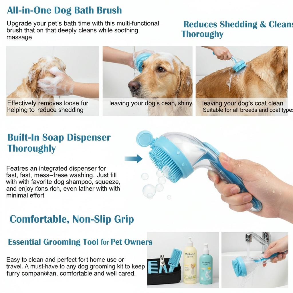 2026 New 2-in-1 Pet Bath & Grooming Deshedding Animal Hair Brush with Built-in Soap Dispenser, 8in×3in×4in, Gentle Massage Tool for Dogs & Cats, Enhances Hair Care, Improves Bathing Experience, Boosts Blood Circulation, Animal Hair Brushes 2026 New 2-in-1 Pet Bath & Grooming Deshedding Animal Hair Brush with Built-in Soap Dispenser, 8in×3in×4in, Gentle Massage Tool for Dogs & Cats, Enhances Hair Care, Improves Bathing Experience, Boosts Blood Circulation, Animal Hair Brushes