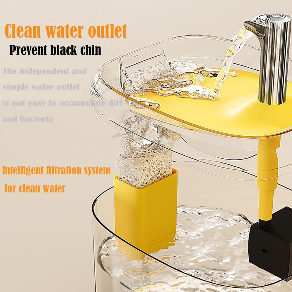 1.5L USB Cat Water Fountain, Automatic Pet Drinking Dispenser with Filter, Transparent Gray Circulating Fresh Water Bowl for Cats & Small Dogs