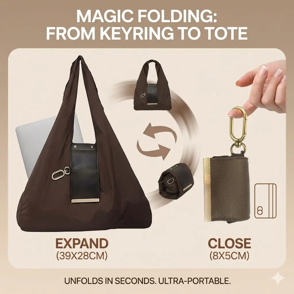 Foldable Keychain Tote Bag for Shopping & Travel