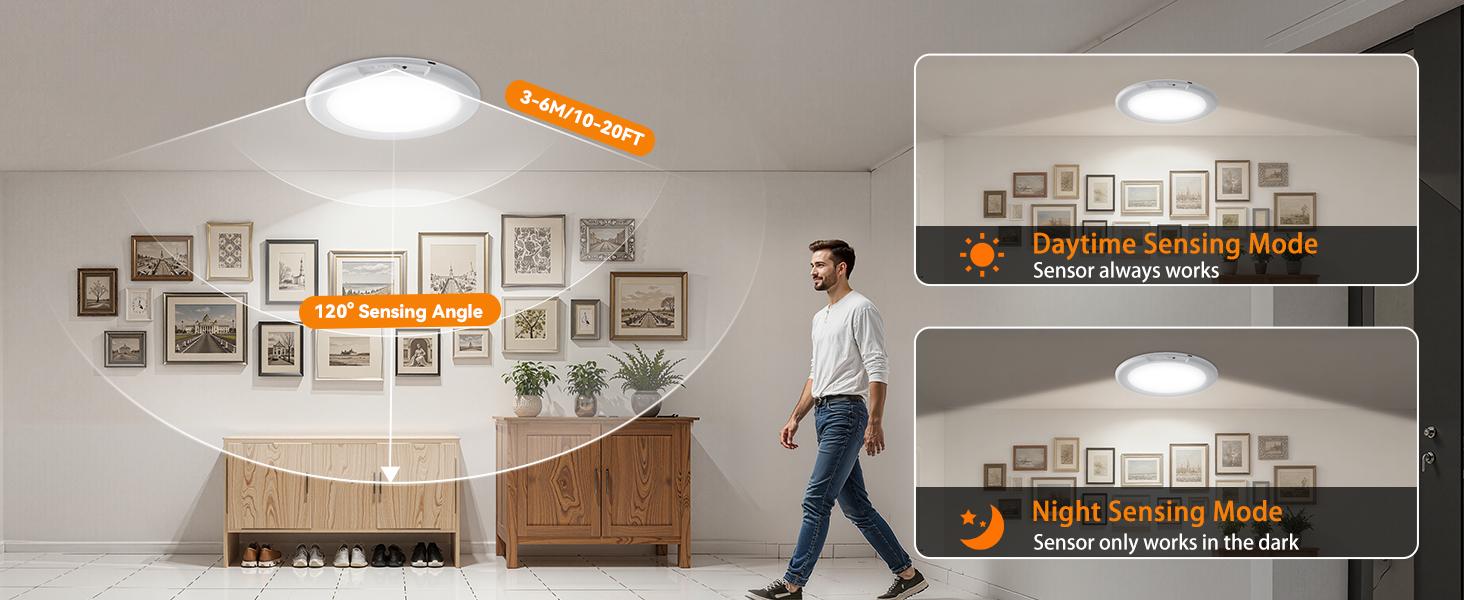 Rechargeable Ceiling Light 2-Pack, 3 Color Modes, Motion Sensor with Remote, Wireless Battery-Operated Magnetic LED Lights for Shower, Closet, Pantry, Shed, Hallway, Porch, Garage summergarden,campingessentials,outdoorfurnitureset,campinggear