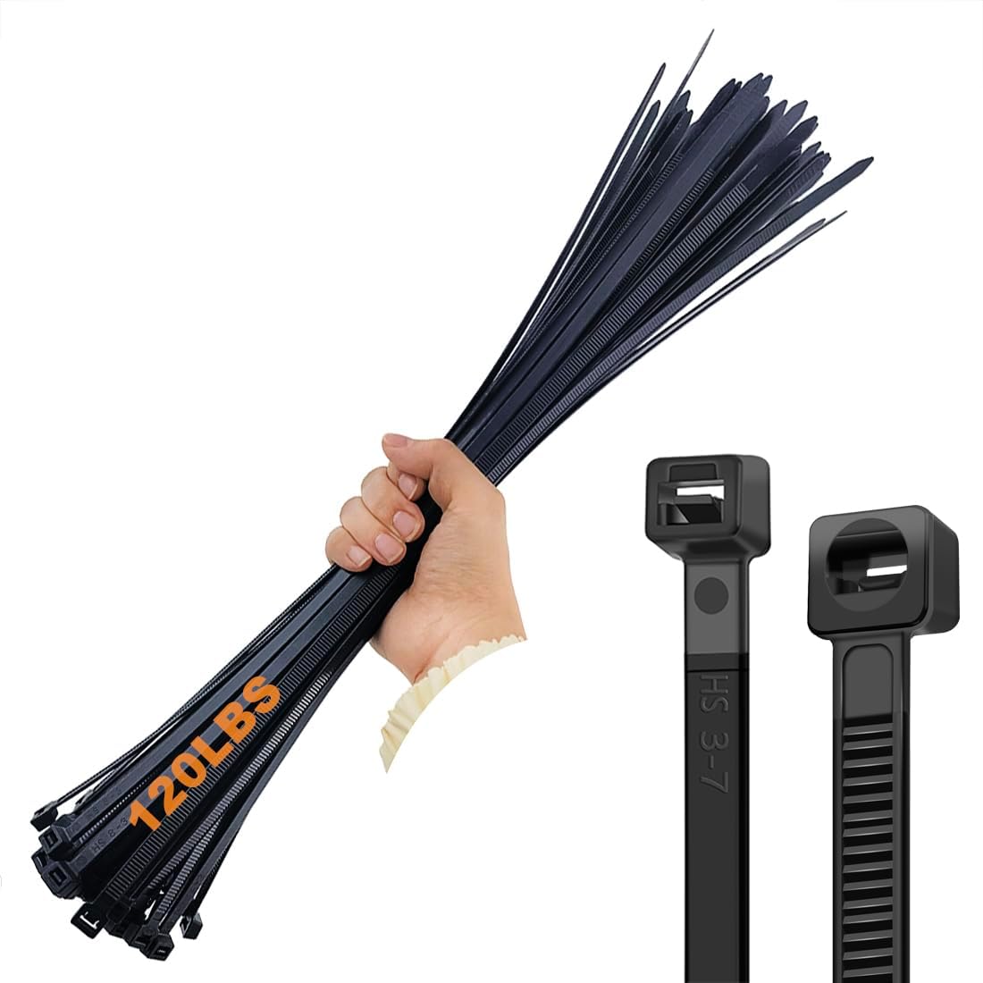 Metal Zip Ties Stainless Steel Cable Tie 11.8 Inch (100 Pack) Extra Heavy Duty Self-Locking Strap Ties 225 Lbs Perfect for Exhaust,Fence Outdoor,Automotive