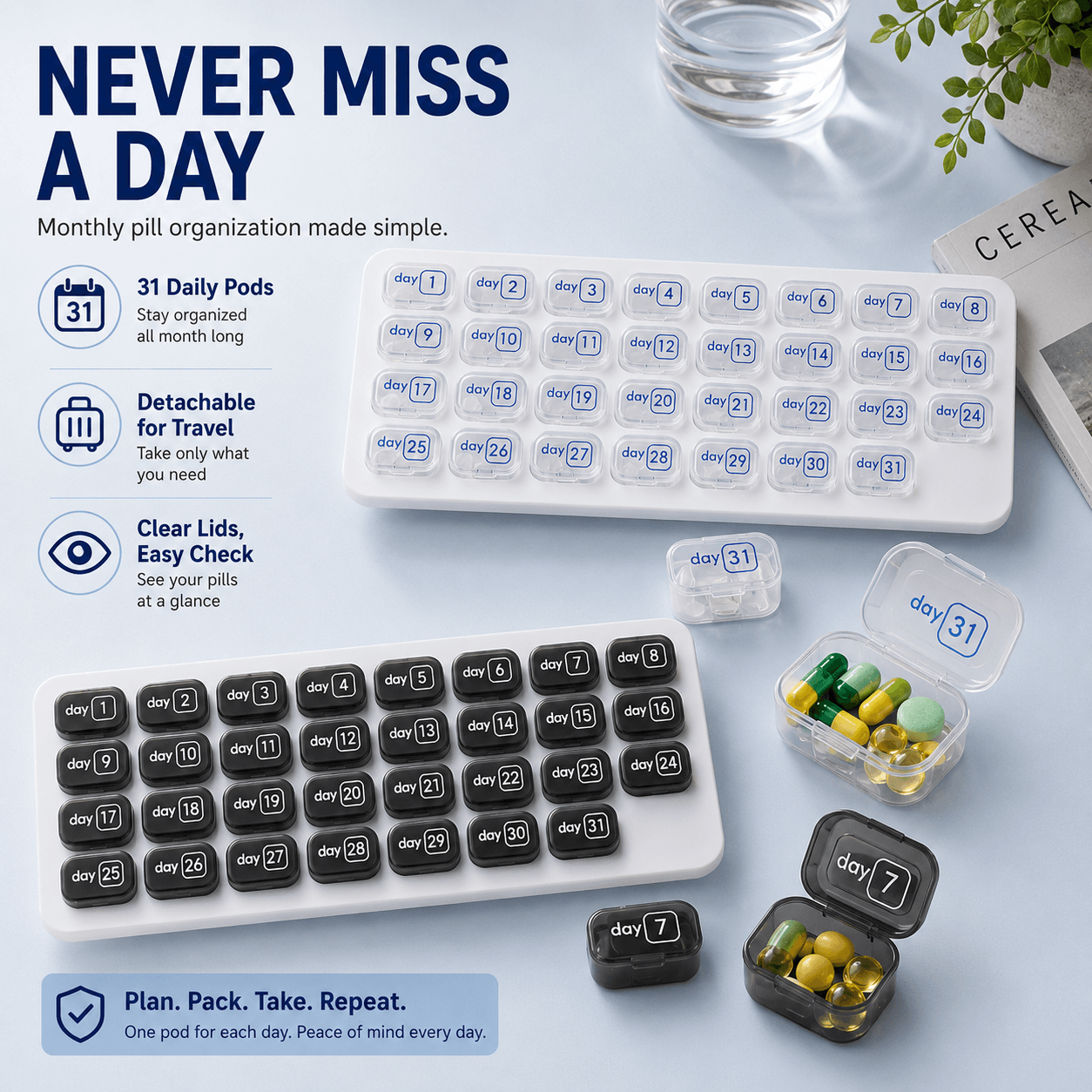 31-Day Pill Organizer Tray