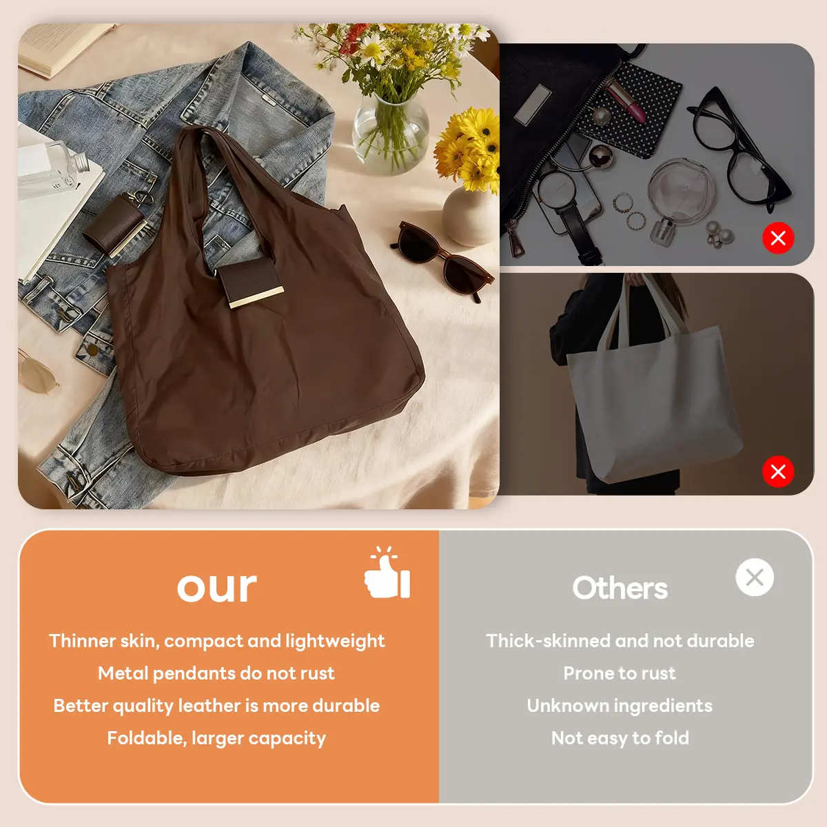 Foldable Keychain Tote Bag for Shopping & Travel