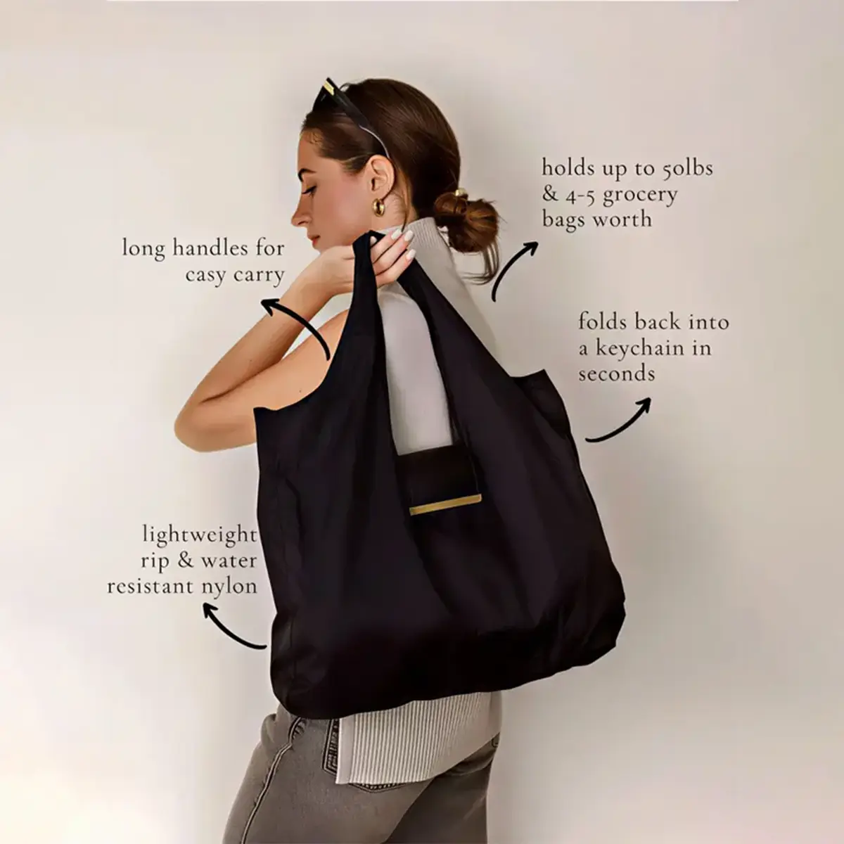 Foldable Keychain Tote Bag for Shopping & Travel
