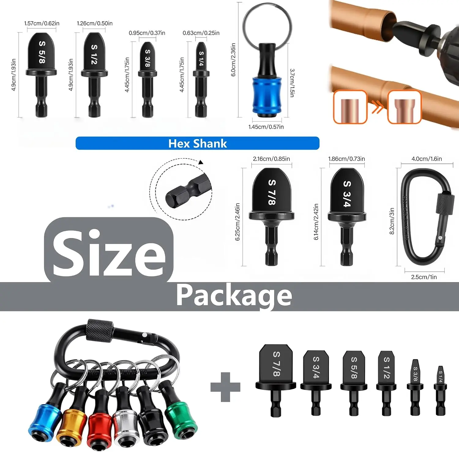 HVAC Swaging Drill Bit Set, Copper Tube Flaring Tool for Air Conditioning Repair