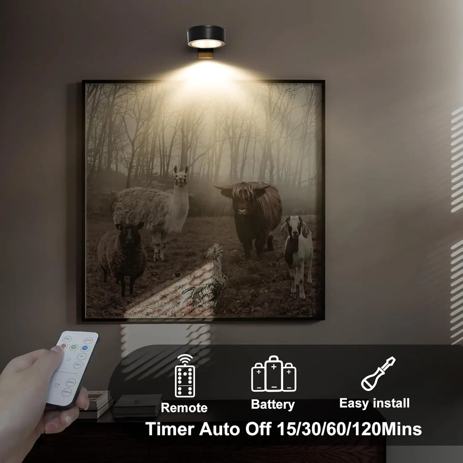 Magnetic Wireless Rechargeable Picture Lights 3-Pack