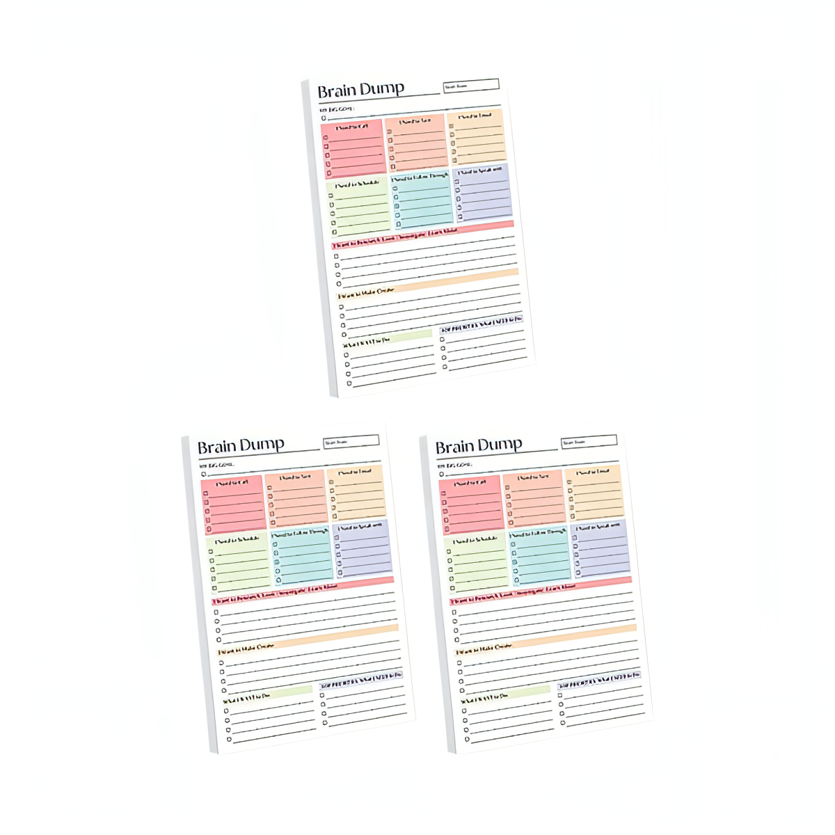 ADHD Brain Dump Planner Notepad, 50 Tear-Off Sheets 8.5 x 6.5", Multi-Section Daily Organizer for Work & Personal To-Do Lists, Priorities & Schedules, Focus Workbook Perfect Holiday Gift