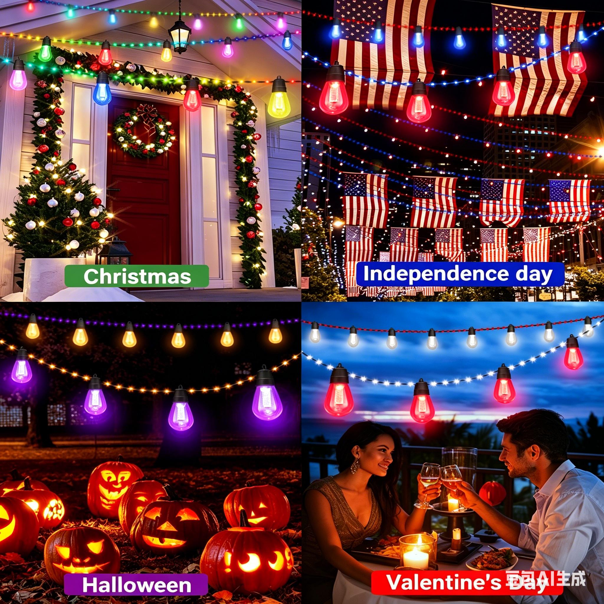 FLACCHI Smart Outdoor S14 String Lights - 46ft Waterproof Shatterproof Bluetooth APP Remote Control Dimmable RGB & Warm White Decorative Lights, Patio Decor Party Mood Halloween Home Improvement Gadgets, Party Lights, Mood Lighting