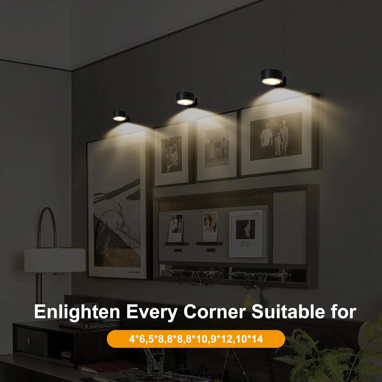 Magnetic Wireless Rechargeable Picture Lights 3-Pack