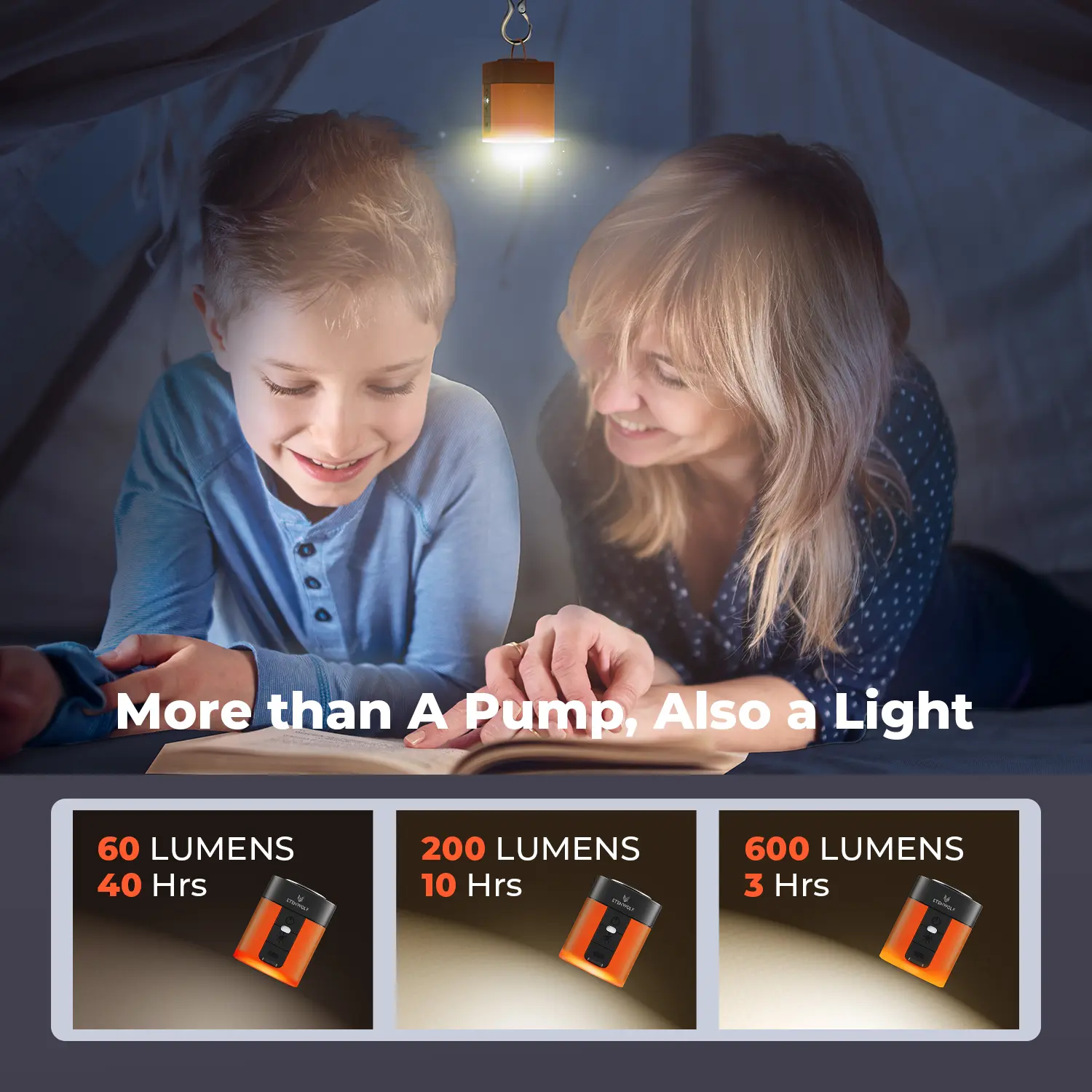  AIR 3 Mini Electric Air Pump with Camping Light
