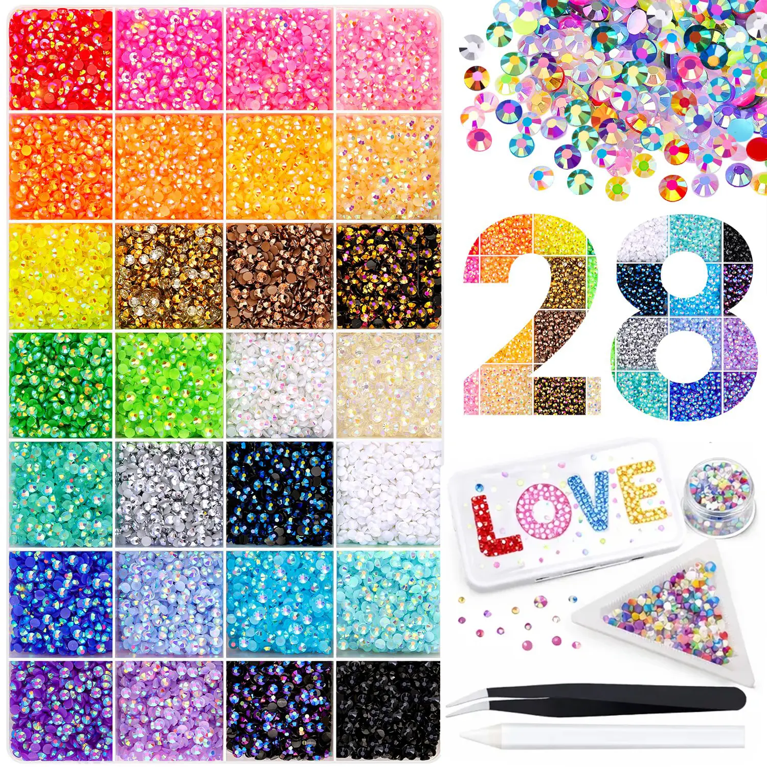 42 Colors 42000pcs Jelly Rhinestones Kit for Nail Art & DIY Craft