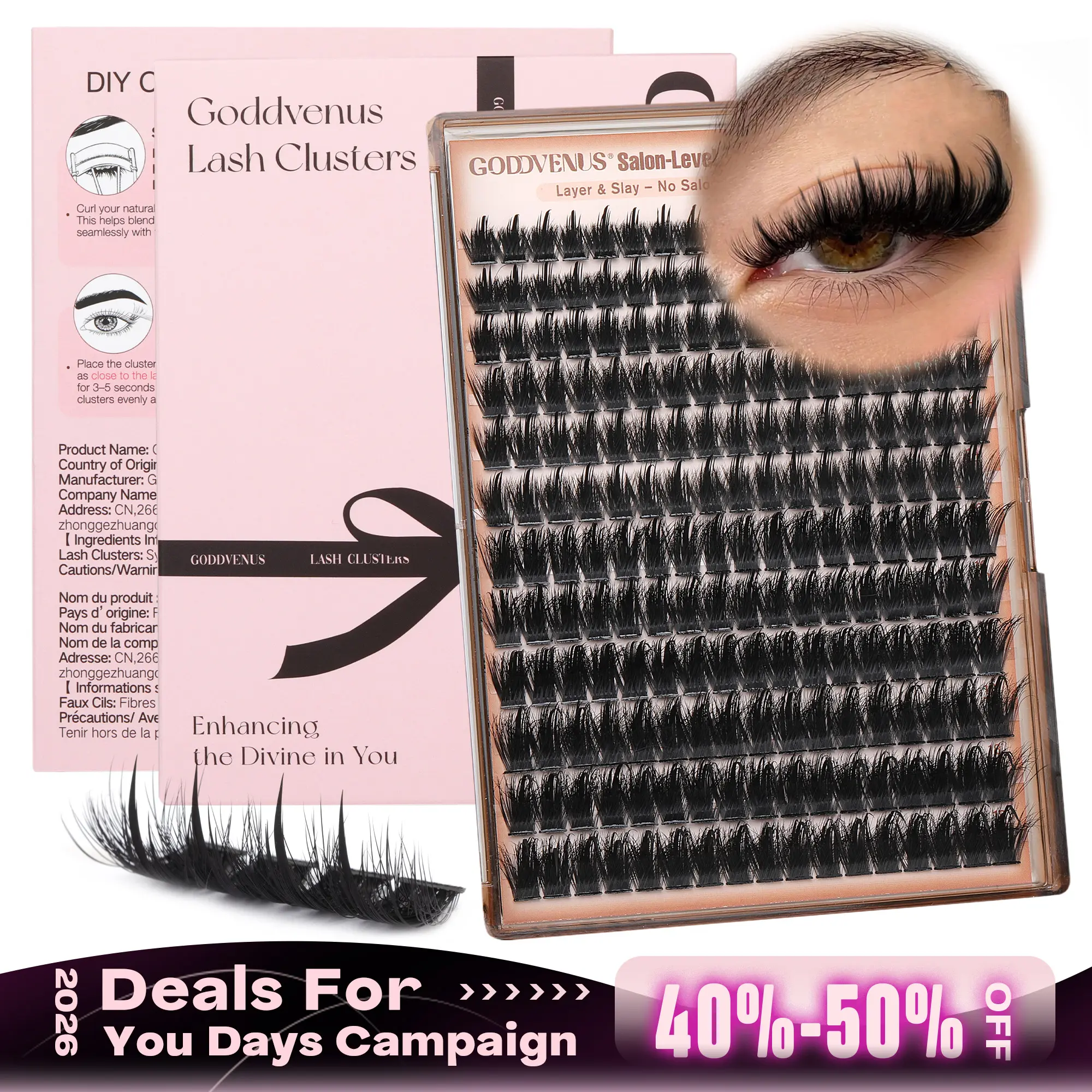 Goddvenus Spiky Manga Lash Clusters 204 Pcs Faux Mink Eyelashes
