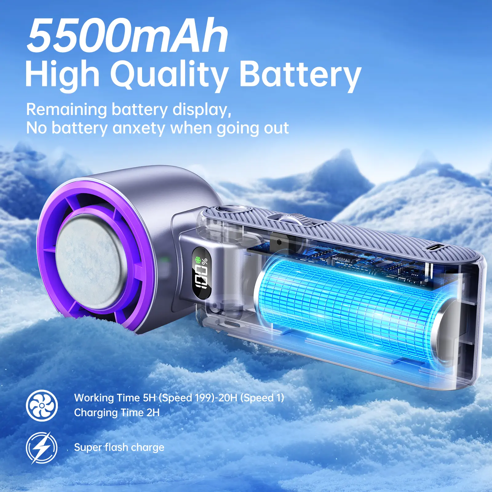 CoolHill Portable Handheld High Speed Fan - 199 Speeds