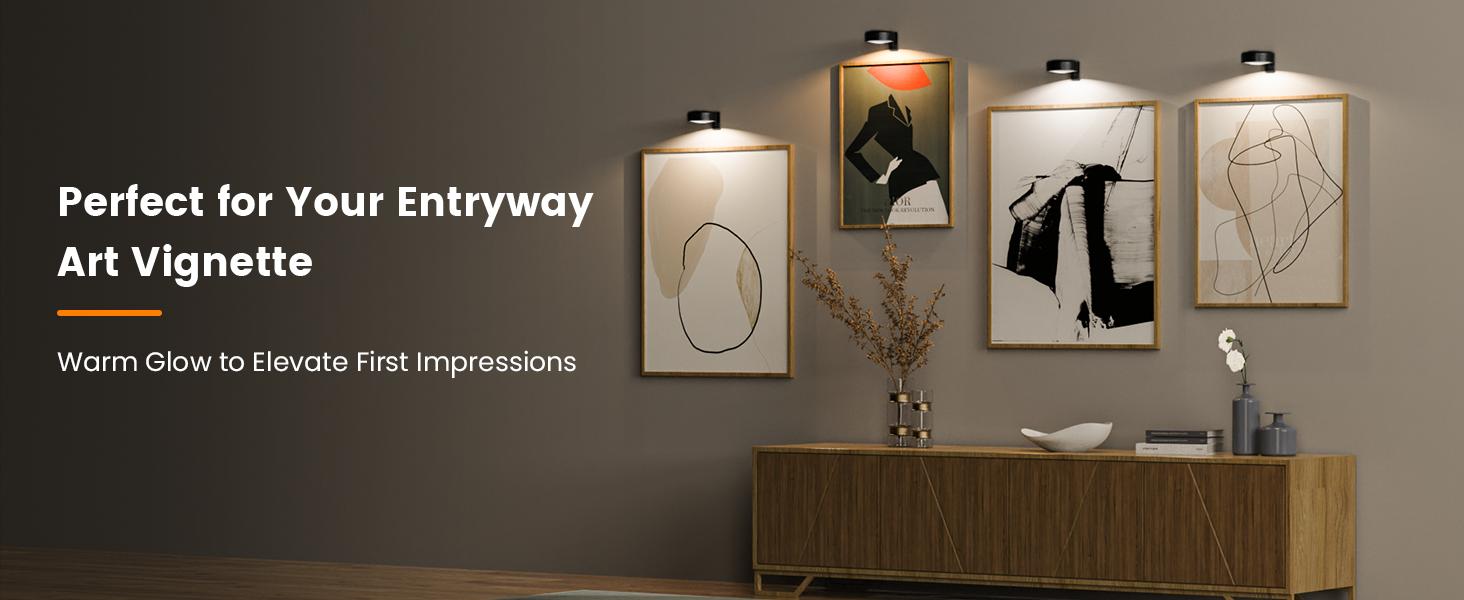 3-Pack 2000mAh Magnetic Wireless Rechargeable Dimmable Adjustable RGB LED Dimmable Picture Lights - Wall Decor, Aesthetic Room Decor, Apartment Accessories (Ideal for Gallery Walls), Led Lights Bedroom, Bedroom Decor, Home Decor