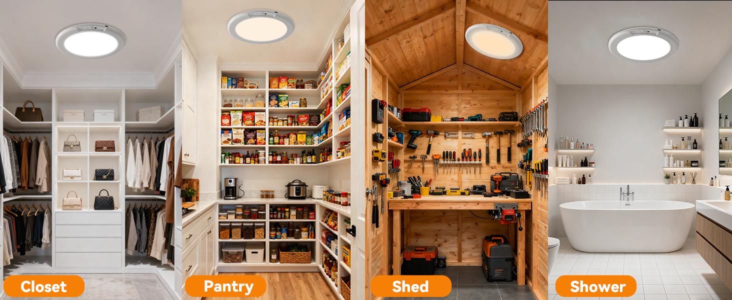 Rechargeable Ceiling Light 2-Pack, 3 Color Modes, Motion Sensor with Remote, Wireless Battery-Operated Magnetic LED Lights for Shower, Closet, Pantry, Shed, Hallway, Porch, Garage summergarden,campingessentials,outdoorfurnitureset,campinggear