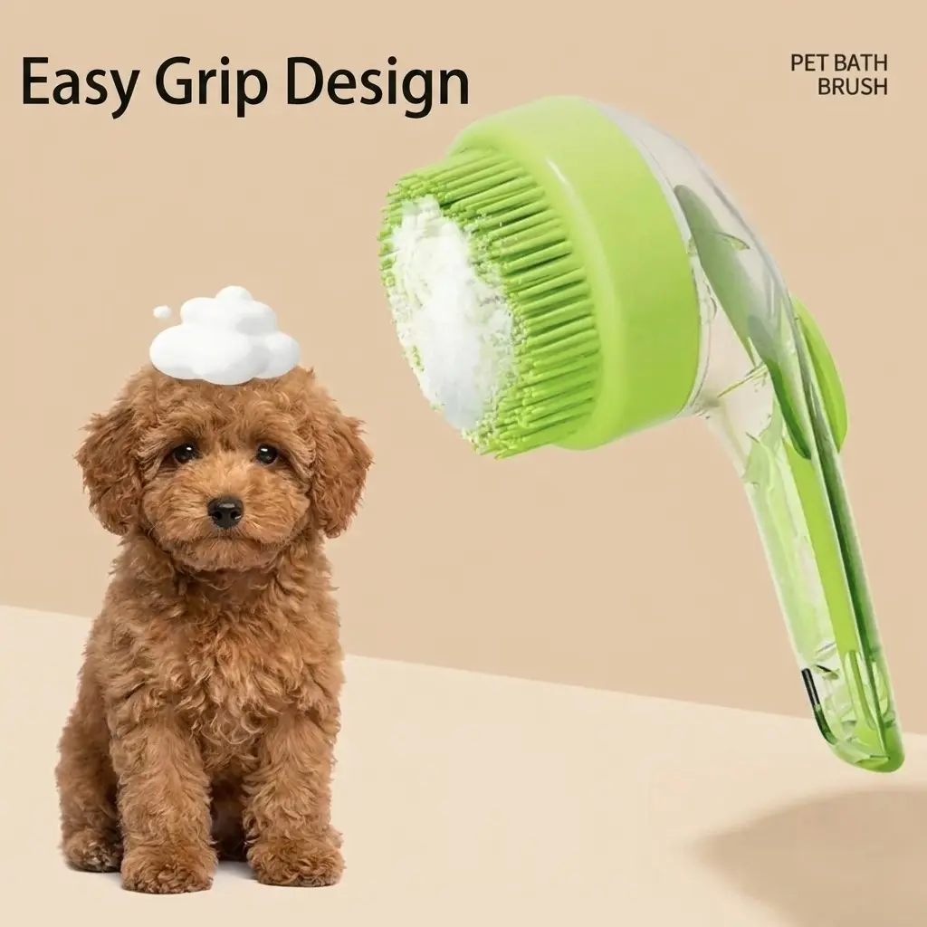 2026 2-in-1 Pet Bath & Grooming Brush with Soap Dispenser