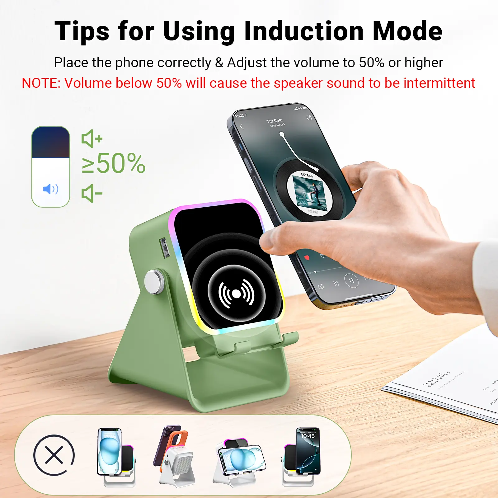 Wireless Induction Audio Speaker Stand with Power Bank
